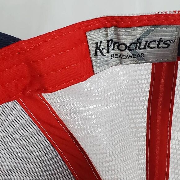 Draft ListingChannel Seed Trucker Hat Navy Blue Red White Mesh Snapback USA Flag - Picture 2 of 6